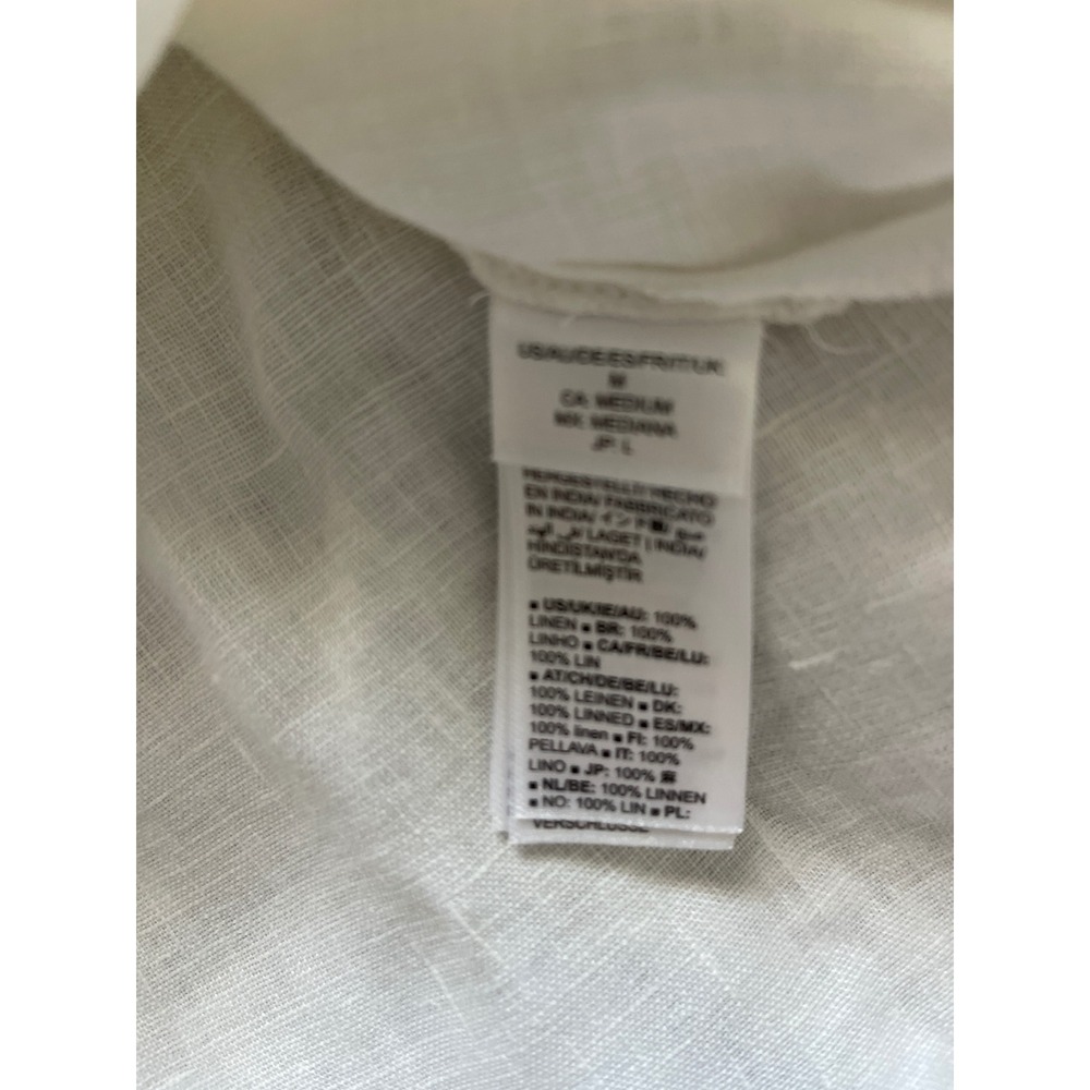 The Drop Women White Linen Long Sleeve Button Down Shirt Dress Sz Med Lagenlook - Picture 5 of 5